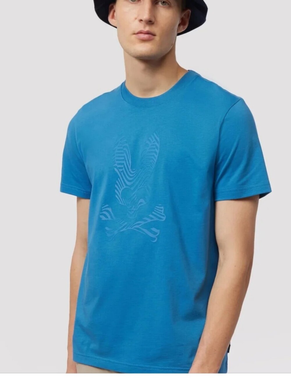 Psycho Bunny Edge Graphic Tee blue Bunny Skull Size 5 M